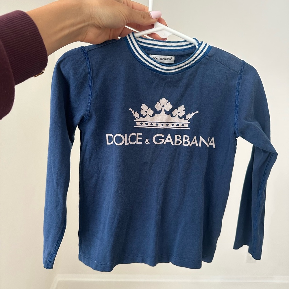 Authentic Dolce & Gabbana Blue and White Long Sleeve Tee